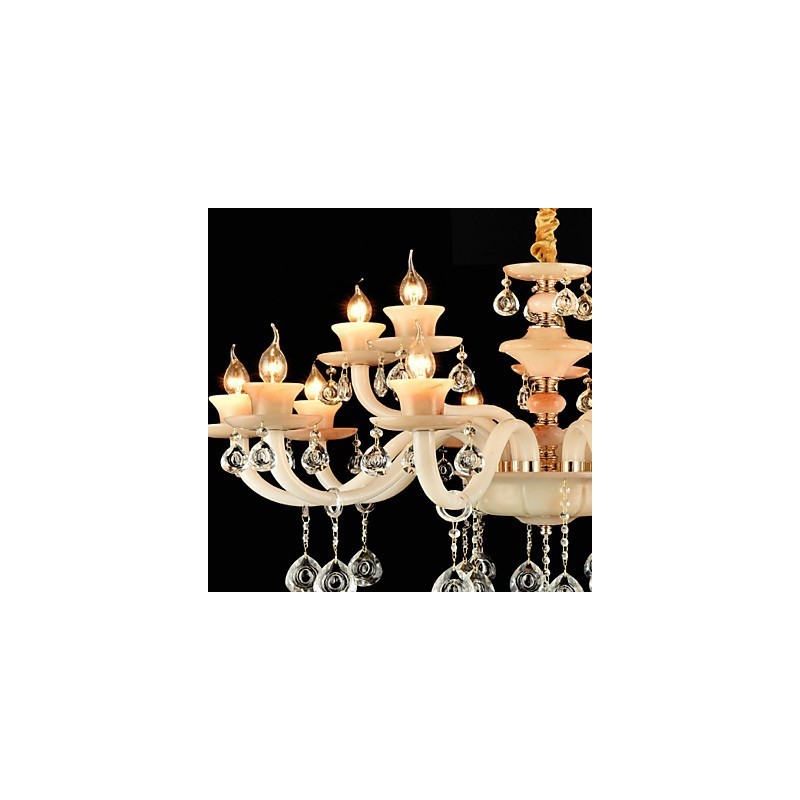 Lampadario da pranzo in metallo con cristallo, stile moderno contemporaneo, elettroplaccato, mini