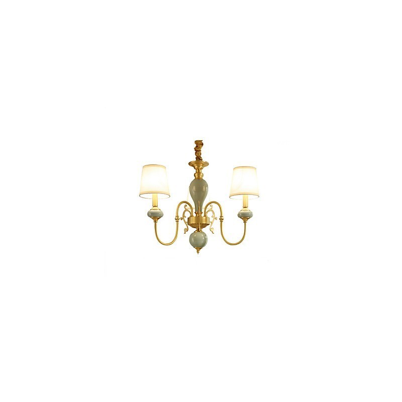 Lampadario classico tradizionale in ottone a 3 lampadine mini in metallo