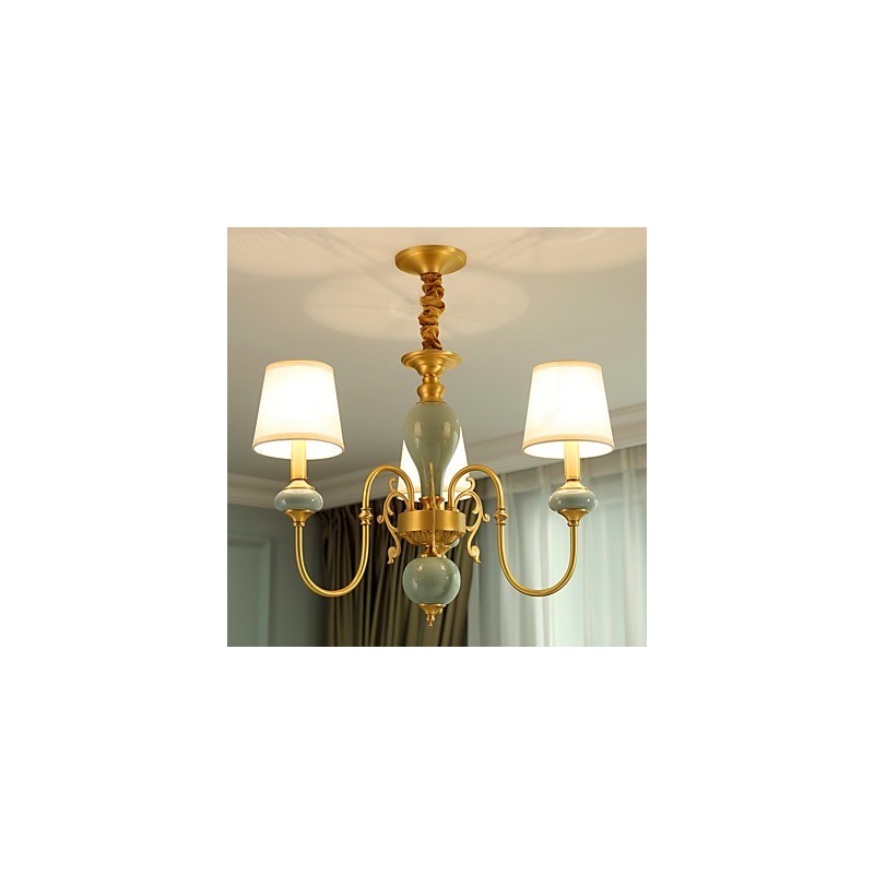 Lampadario classico tradizionale in ottone a 3 lampadine mini in metallo