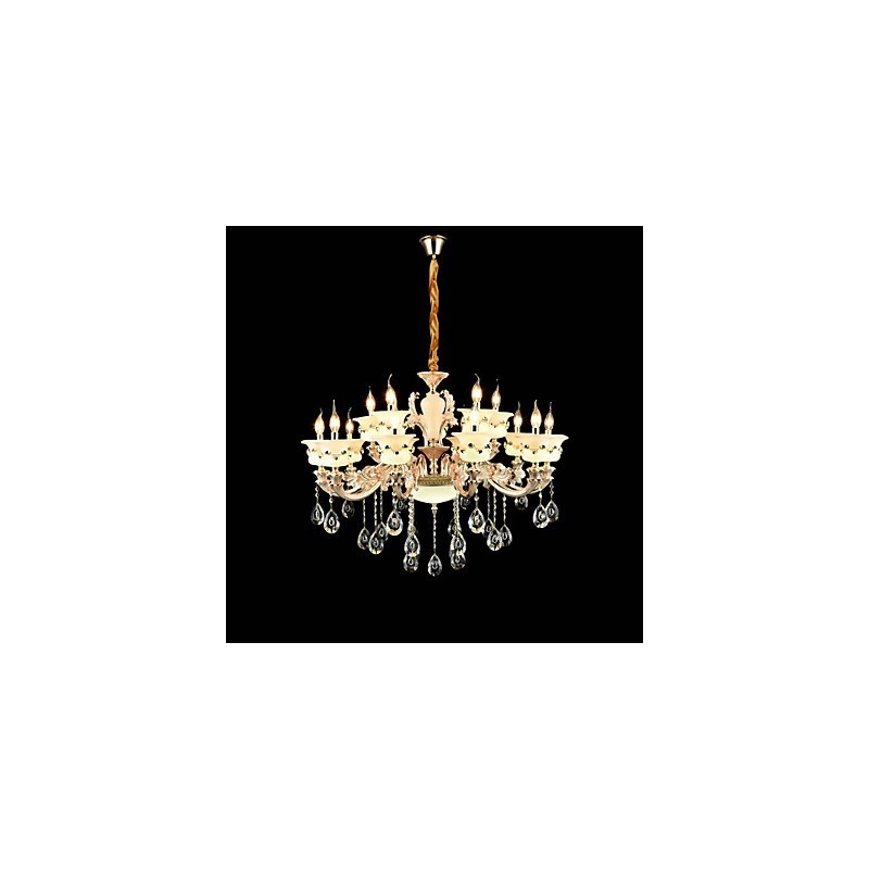 Lampadario classico tradizionale in lega di zinco con cristallo, mini, 15 lampadine