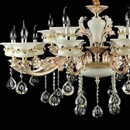 Lampadario classico tradizionale in lega di zinco con cristallo, mini, 15 lampadine