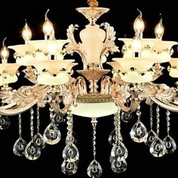 Lampadario classico tradizionale in lega di zinco con cristallo, mini, 15 lampadine