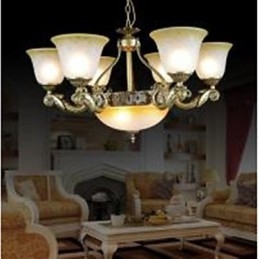 Lampadario classico retrò in bronzo a 2 livelli