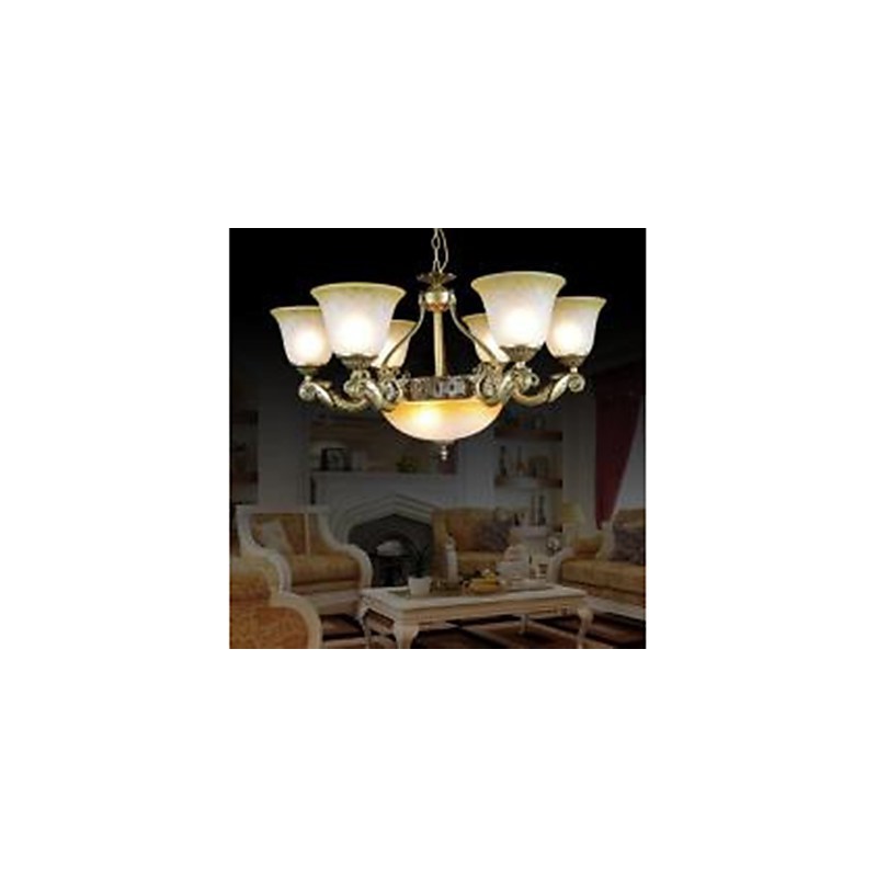 Lampadario classico retrò in bronzo a 2 livelli