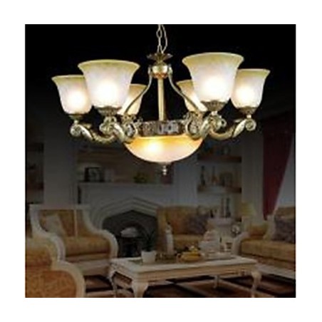 Lampadario classico retrò in bronzo a 2 livelli