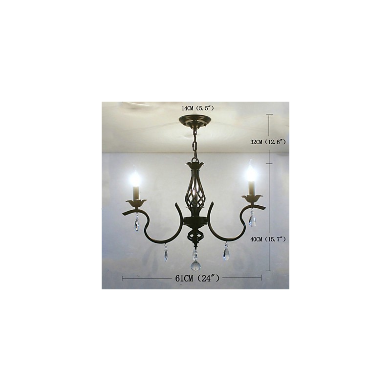 Lampadario in cristallo stile europeo classico, piccolo, 1 livello, 3 lampadine E12/E14