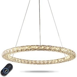Lampadario a sospensione in cristallo a anello moderno dimmerabile con telecomando LED 33 W