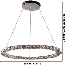 Lampadario a sospensione in cristallo a anello moderno dimmerabile con telecomando LED 33 W