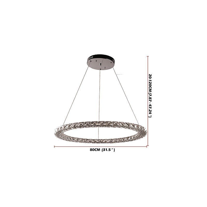 Lampadario a sospensione in cristallo a anello moderno dimmerabile con telecomando LED 33 W
