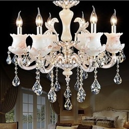 Lampadario a sospensione in cristallo con candela in lega di zinco stile europeo