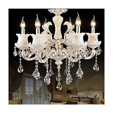 Lampadario a sospensione in cristallo con candela in lega di zinco stile europeo