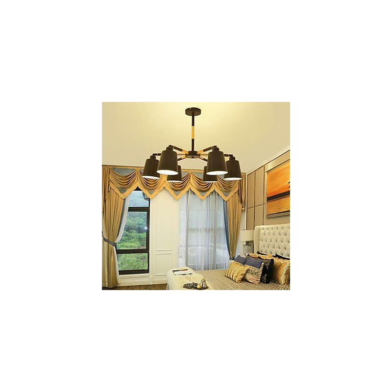 Lampadario classico a sospensione mini in legno bambù dipinto