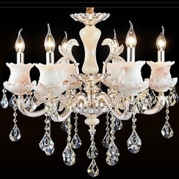Lampadario a sospensione in cristallo con candela in lega di zinco stile europeo