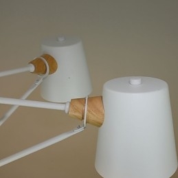 Lampadario in metallo a 4 luci con decorazioni in legno Macaron Vintage dipinto