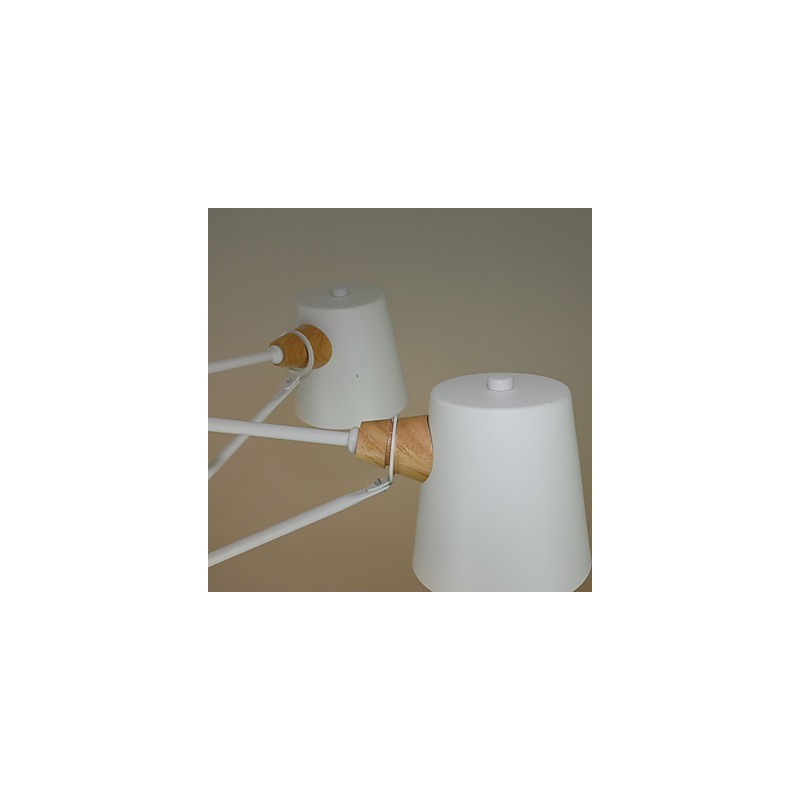Lampadario in metallo a 4 luci con decorazioni in legno Macaron Vintage dipinto