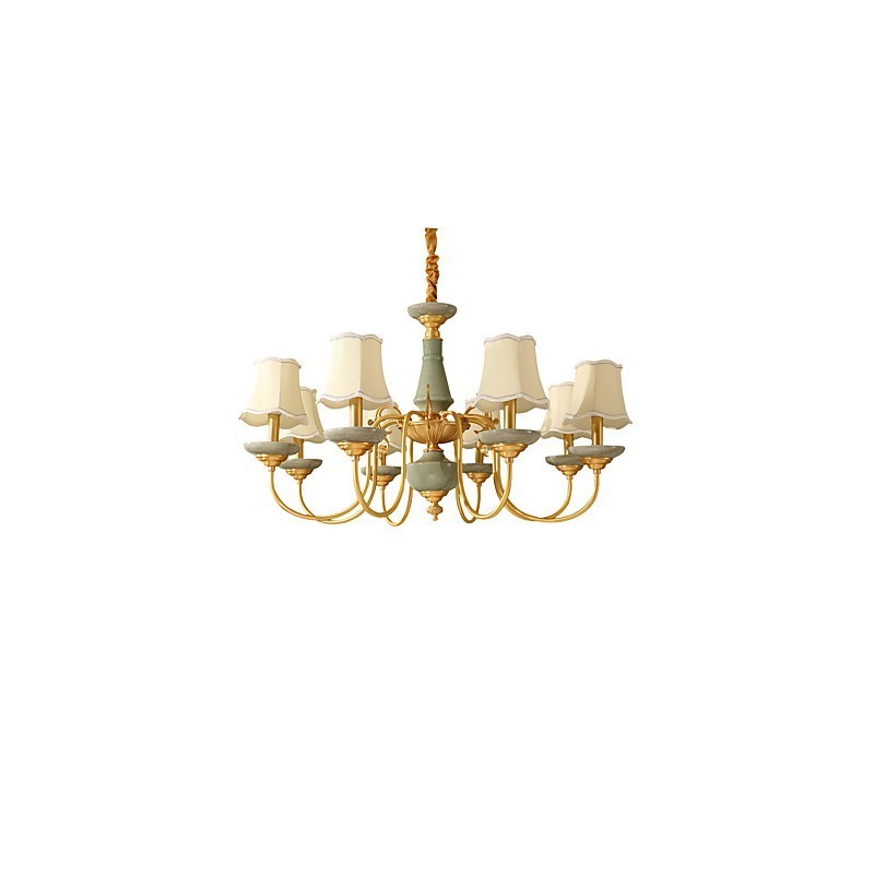 Lampadario in ottone con decorazioni in giada KP8