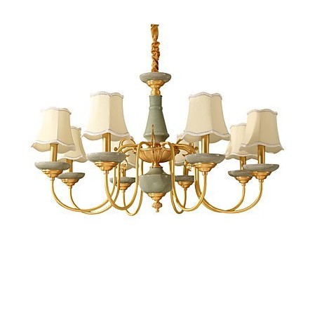 Lampadario in ottone con decorazioni in giada KP8