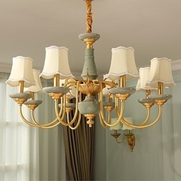 Lampadario in ottone con decorazioni in giada KP8