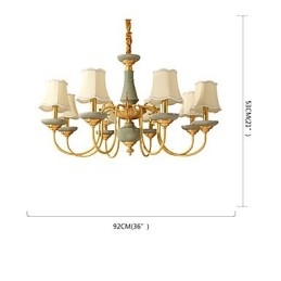 Lampadario in ottone con decorazioni in giada KP8