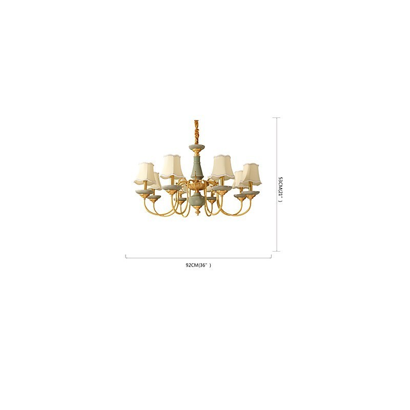 Lampadario in ottone con decorazioni in giada KP8
