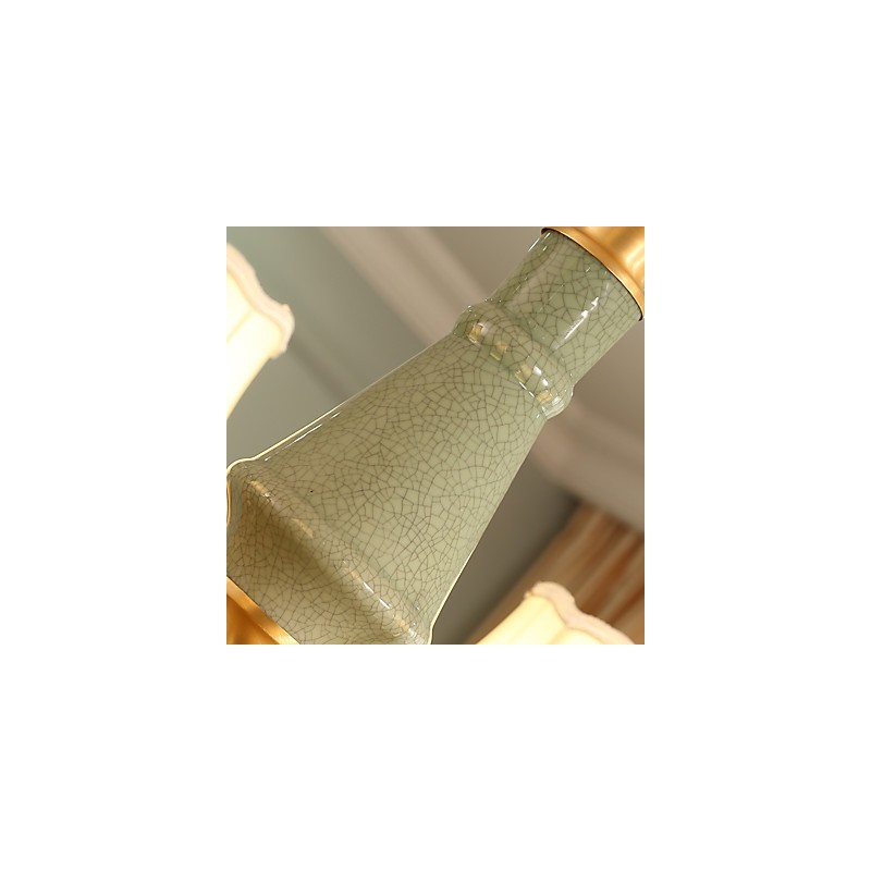 Lampadario in ottone con decorazioni in giada KP8