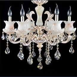 Lampadario a sospensione in cristallo con candela in lega di zinco stile europeo