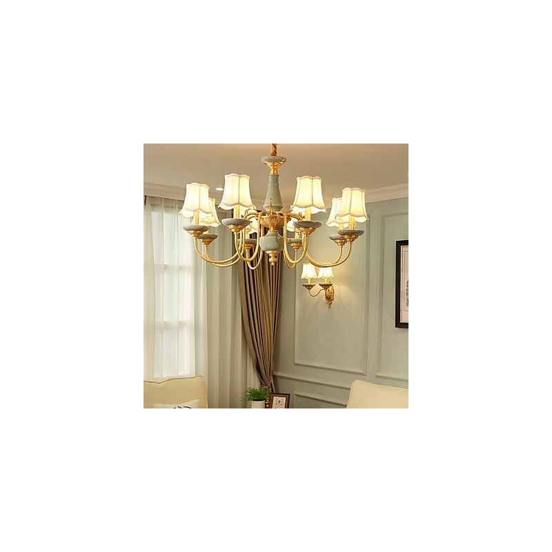 Lampadario in ottone con decorazioni in giada KP8