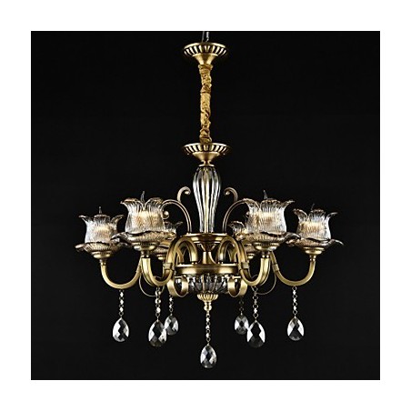 Lampadario rustico Lodge in metallo e vetro, finitura ottone, 2 lampadine