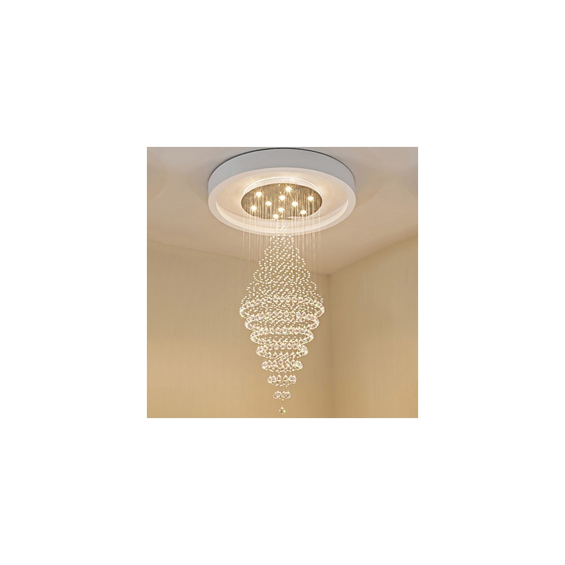 Lampadario a sospensione contemporaneo in cristallo con 10 lampadine GU10, 180 cm