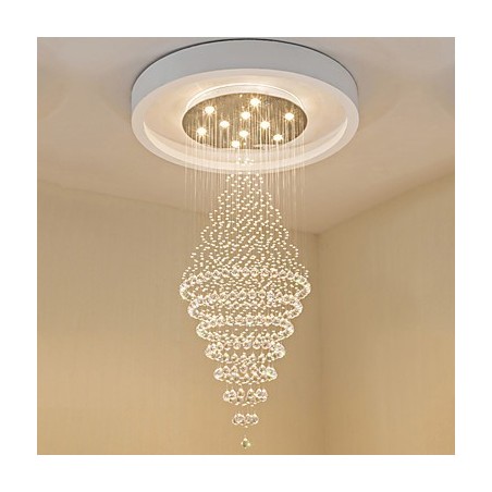 Lampadario a sospensione contemporaneo in cristallo con 10 lampadine GU10, 180 cm