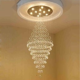 Lampadario a sospensione contemporaneo in cristallo con 10 lampadine GU10, 180 cm