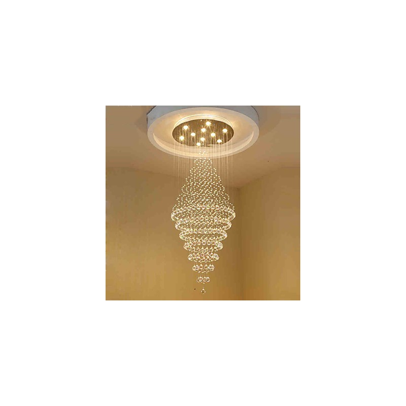 Lampadario a sospensione contemporaneo in cristallo con 10 lampadine GU10, 180 cm