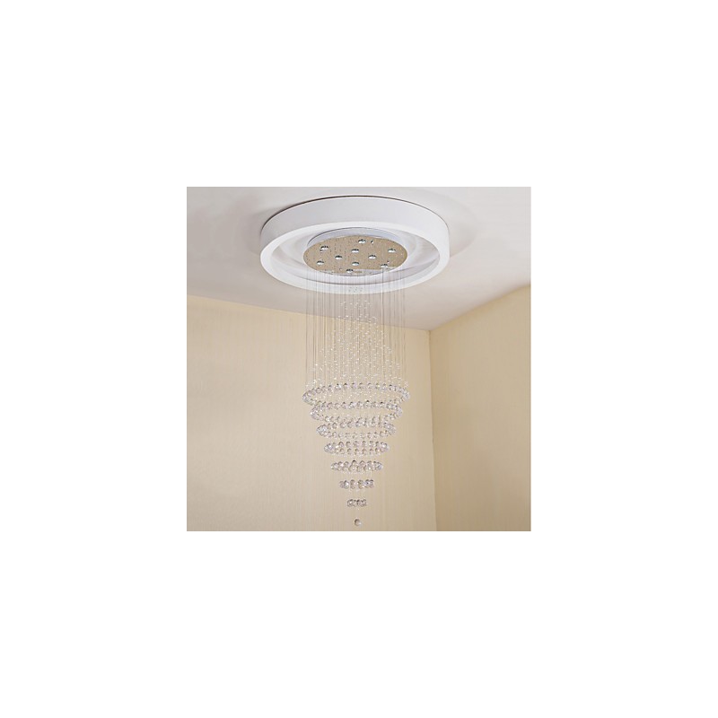 Lampadario a sospensione contemporaneo in cristallo con 10 lampadine GU10, 180 cm