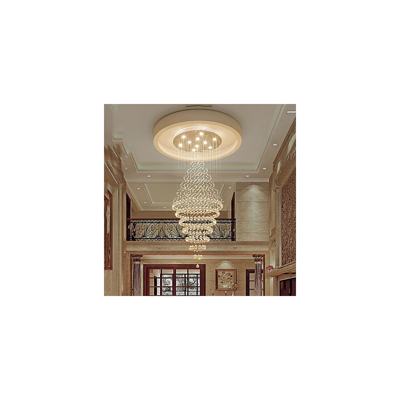 Lampadario a sospensione contemporaneo in cristallo con 10 lampadine GU10, 180 cm