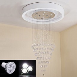 Lampadario a sospensione contemporaneo in cristallo con 10 lampadine GU10, 180 cm