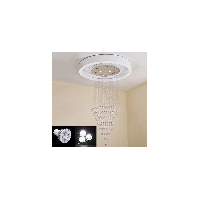 Lampadario a sospensione contemporaneo in cristallo con 10 lampadine GU10, 180 cm