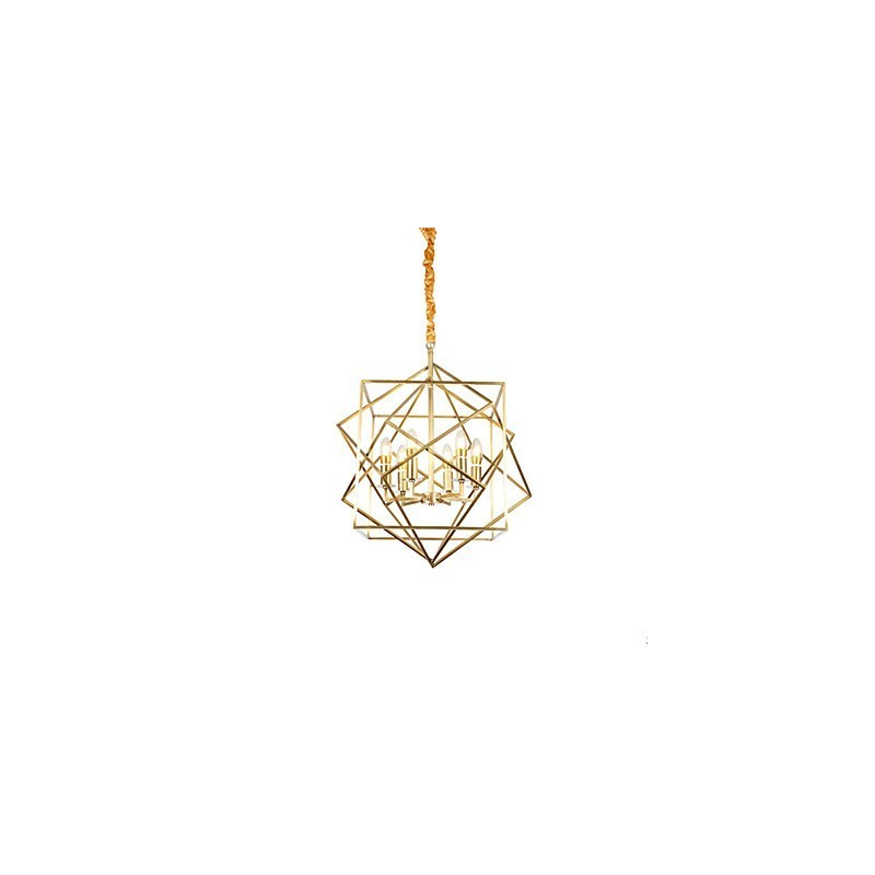 Lampadario a lanterna in ottone, metallo, 6 luci E12/E14, 70 cm