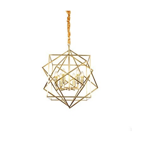 Lampadario a lanterna in ottone, metallo, 6 luci E12/E14, 70 cm
