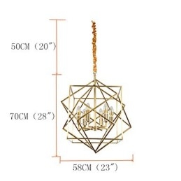 Lampadario a lanterna in ottone, metallo, 6 luci E12/E14, 70 cm