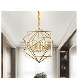 Lampadario a lanterna in ottone, metallo, 6 luci E12/E14, 70 cm