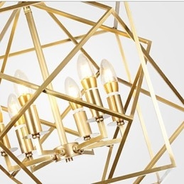 Lampadario a lanterna in ottone, metallo, 6 luci E12/E14, 70 cm