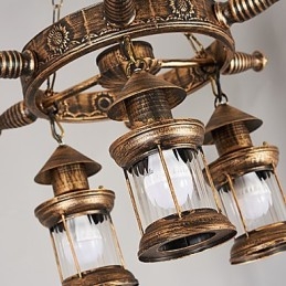 Lampadario rustico vintage country globo dipinto in metallo 3 luci E12/E14
