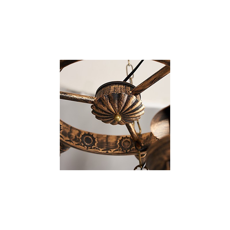 Lampadario rustico vintage country globo dipinto in metallo 3 luci E12/E14
