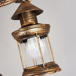 Lampadario rustico vintage country globo dipinto in metallo 3 luci E12/E14