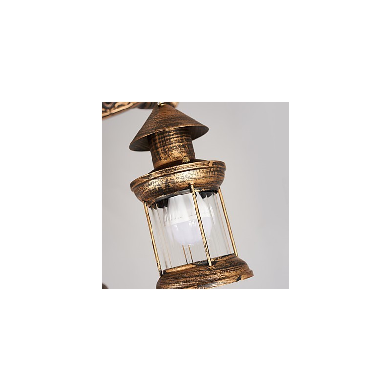 Lampadario rustico vintage country globo dipinto in metallo 3 luci E12/E14