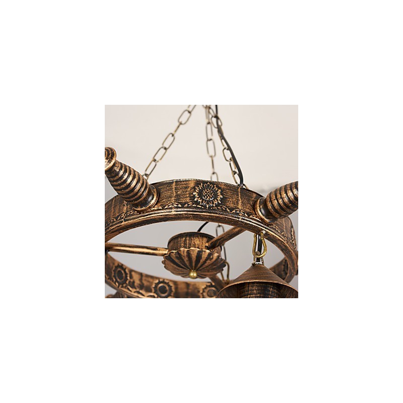 Lampadario rustico vintage country globo dipinto in metallo 3 luci E12/E14