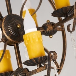 Lampadario globo rustico vintage retrò in metallo e resina, 6 luci, T8 E12/E14
