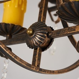 Lampadario globo rustico vintage retrò in metallo e resina, 6 luci, T8 E12/E14