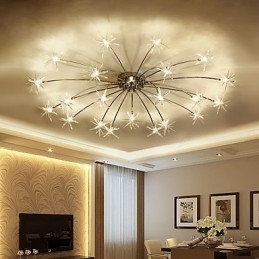 Lampadario moderno cromato in metallo con decorazioni in vetro, mini designer, per bambini