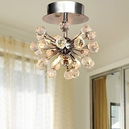 Lampadario a filo moderno in cristallo stile mini metallo cromato 8 lampadine G4